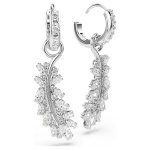 Vienna earrings Mixed cuts, Feather, White, Rhodium plated